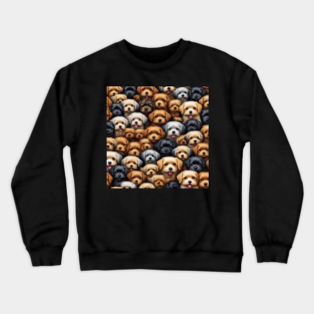 Little Dog Faces Crewneck Sweatshirt by ToochArt